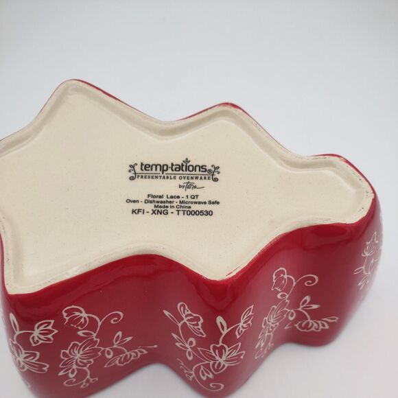 Temp-tations Floral Lace Red Tree Shape Casserole Baking Dish 1 Qt. - Picture 7 of 7